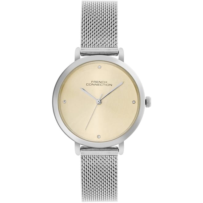 Silver Case Round Shape Silver Strap Quartz Watch