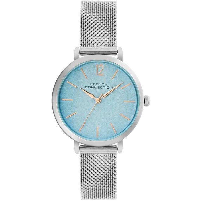 Connection Silver Case Round Shape Silver Strap Quartz Watch
