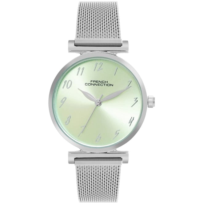 Connection Silver Case Round Shape Silver Strap Quartz Watch