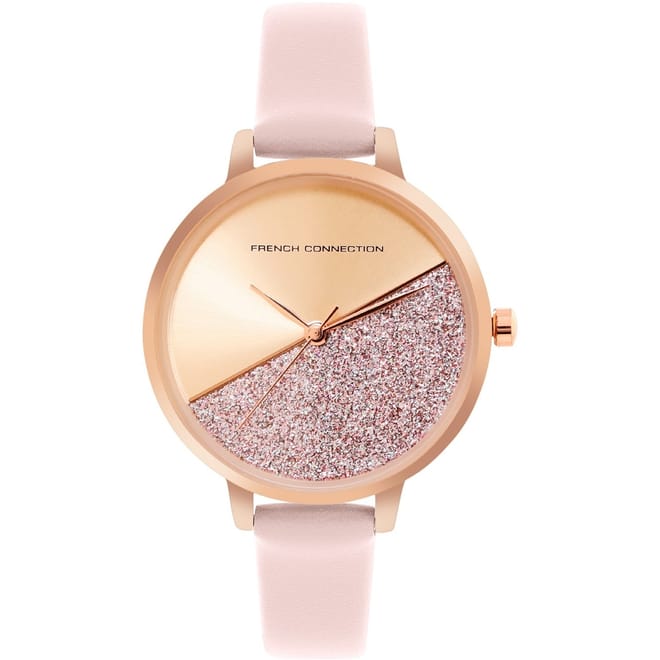 Connection Rose Case Round Shape Pink Strap Quartz Watch