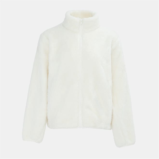 Full Zipper Solid Patterned Fleece Jacket