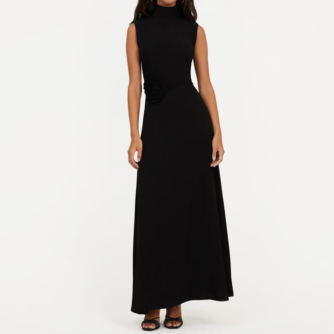 Floral Applique Jacquard Maxi Dress