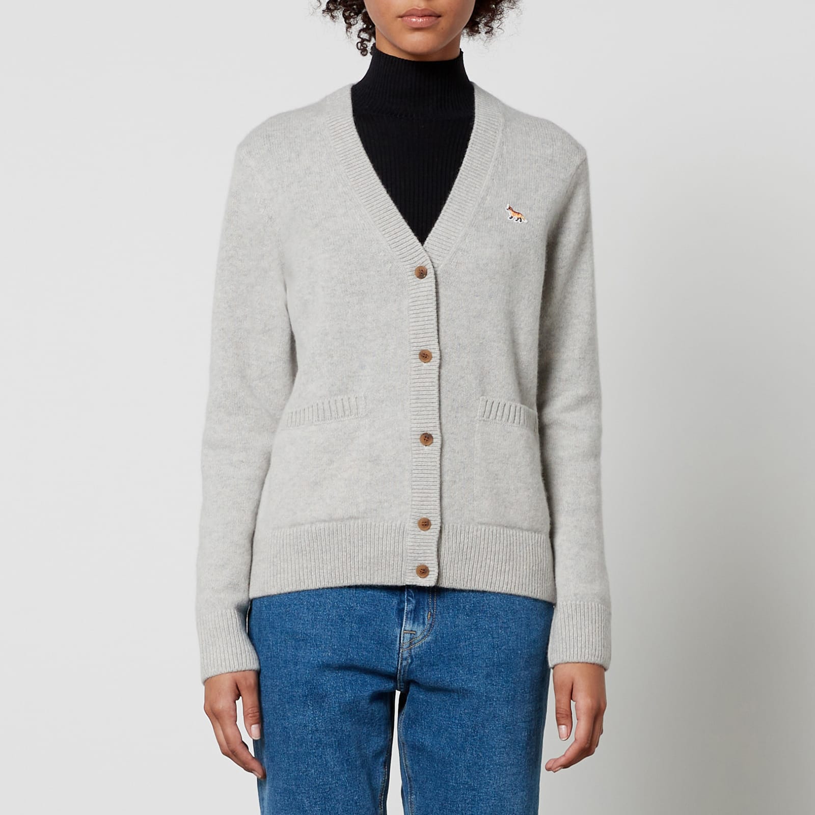 Grey Maison Kitsune Baby Fox Patch Boxy Cardigan - Get The Label