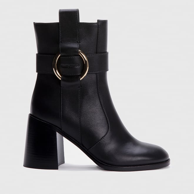 New Ring Leather Heeled Boots