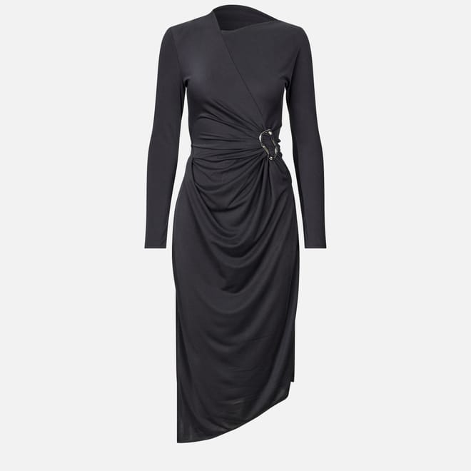 Long Sleeve Midi Dress With Fixed Buckle
