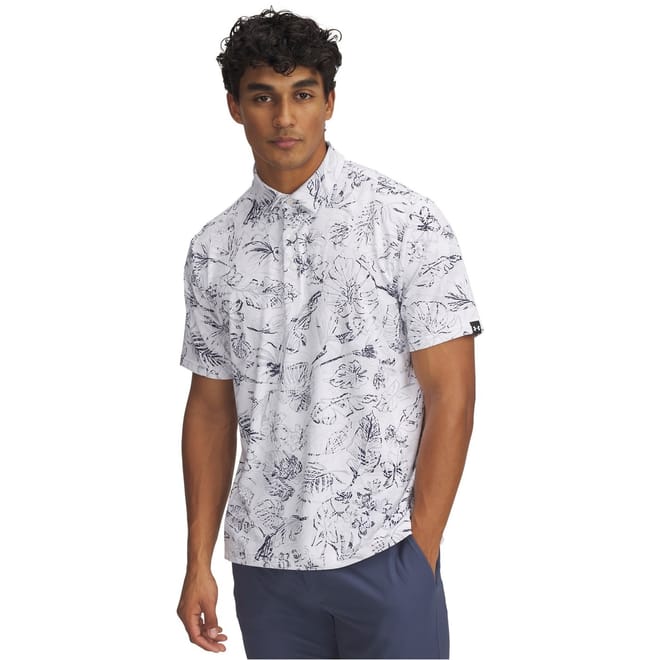 Printed Collared Neck Short Sleeve Polo Shirt