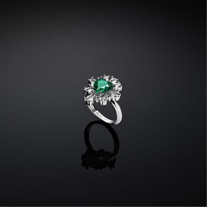 Emerald Band Ring with Crystal