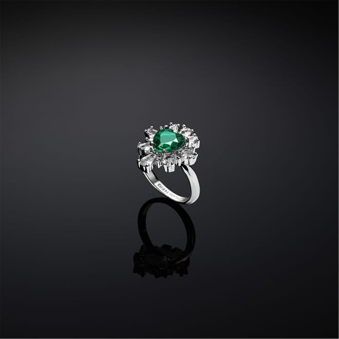 Emerald Band Ring with Crystal