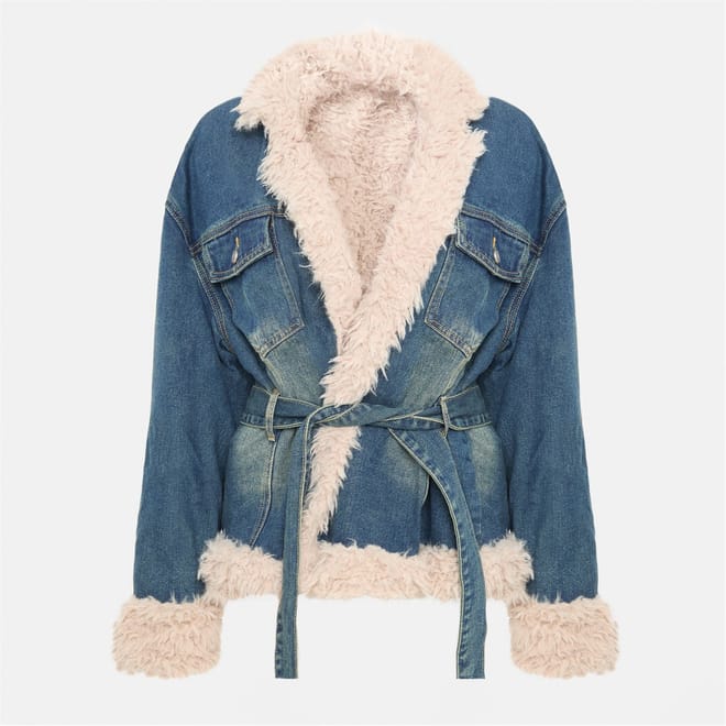 Lined Denim Belted Jacket