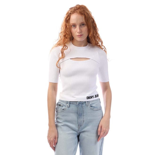 Elbow Sleeve Cut Out T-Shirt