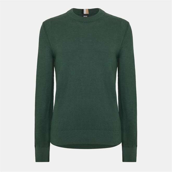 Crew Neck Ribbed Collar Long Sleeve Sweater