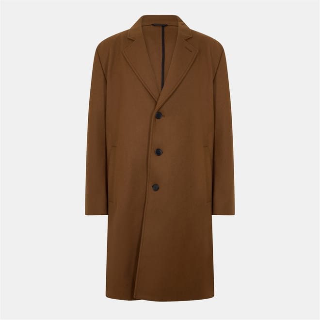 Solid Patterned Lapel Collared Overcoat