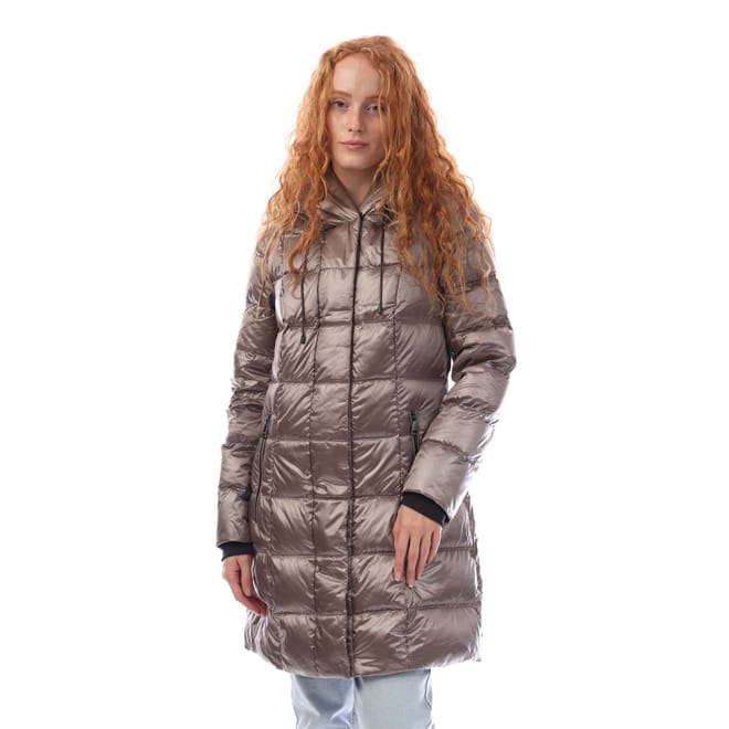 Zip Front Down Filled Long Puffer Jacket