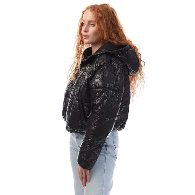 Crosswalk-Print Cropped Hooded Jacket