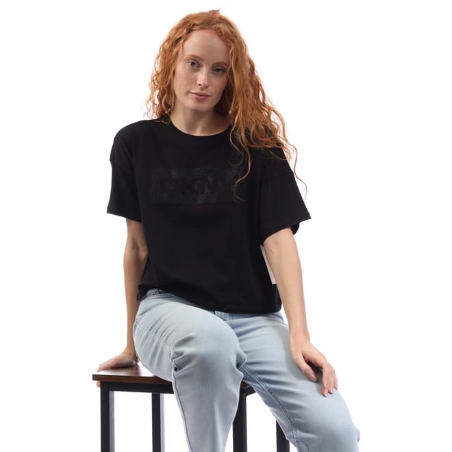 Rhinestone Logo Cropped SS T-Shirt