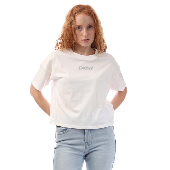 Rhinestone Logo Crop Ss T-Shirt