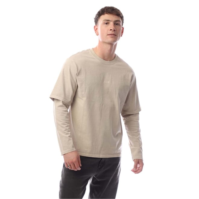 Feather Embroidered Crew Neck Long Sleeve Jersey T-Shirt