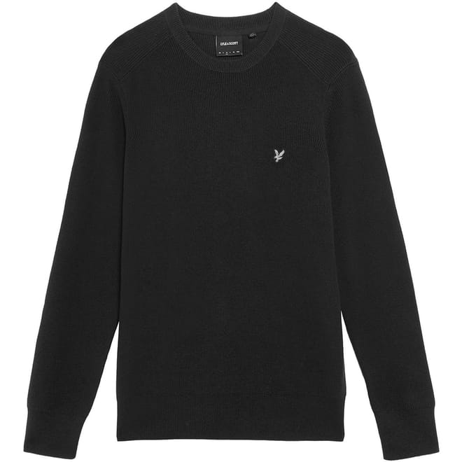 Ribbed Crew Neck Raglan Sleeve Sweater
