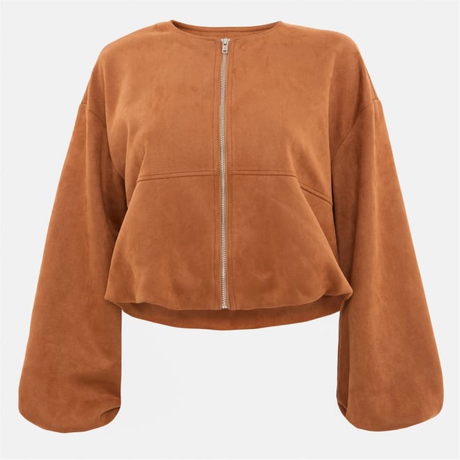 Suede Bubble Hem Jacket