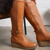 Ayleen Knee High Wedge Boots with Zipper