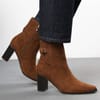 Block Heel Ankle Boots with Zipper Closure