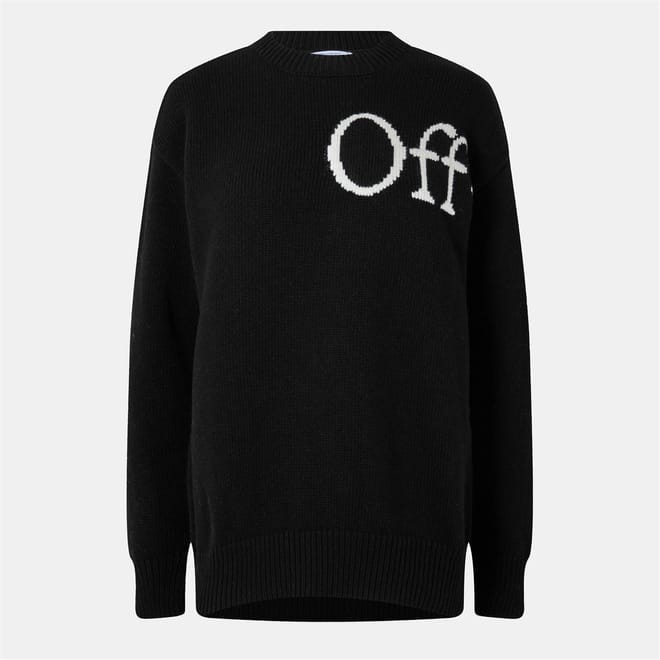 Logo Crew Neck Ribbed Collar Long Sleeve Sweater
