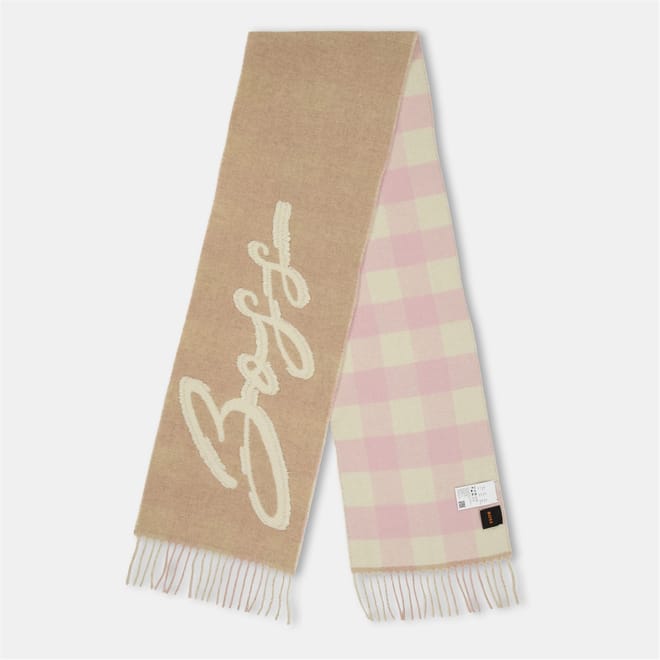 Gingham Oblong Scarf with Logo