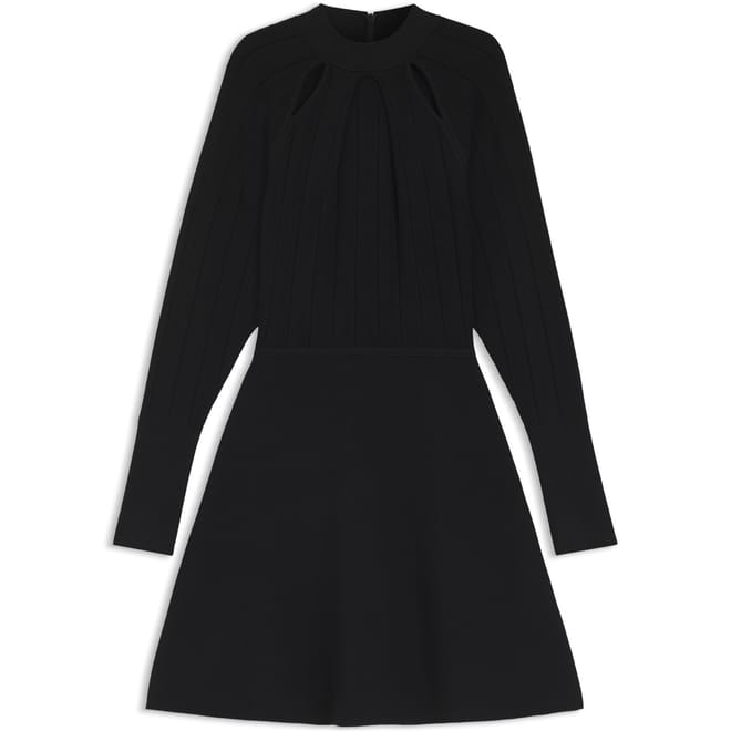 Fuccia Keyhole Neck Long Sleeve Midi Dress