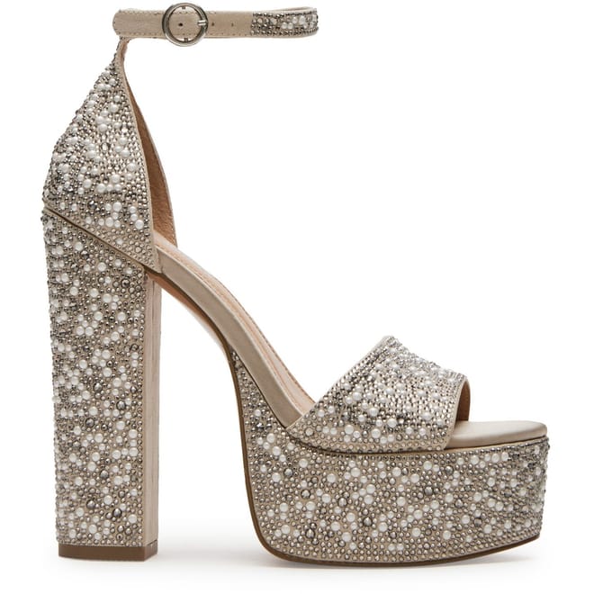 Glam High Heel Open Toe Textured Sandals