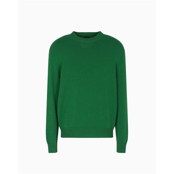 Exchange Crew Neck Ribbed Collar Long Sleeve Sweater