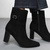Block Heel Ankle Boots with Zipper Closure