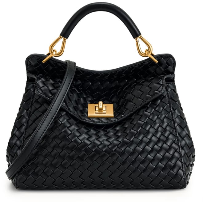 Lucia Basket Weave Trapezoid Handbag