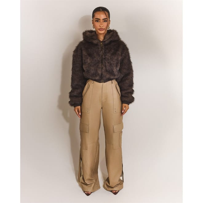 Monroe Solid Patterned Hooded Ribbed Cuff Bomber Jacket