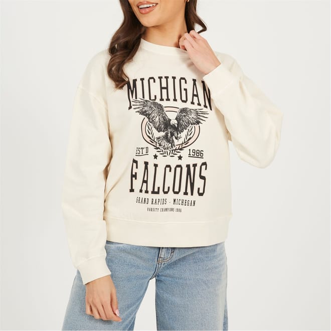 Womens Crew Neck Graphic Sweatshirt