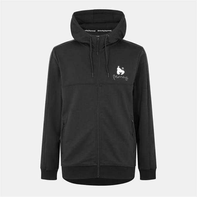 Metro Solid Patterned Hooded Ribbed Cuff Sweat Jacket