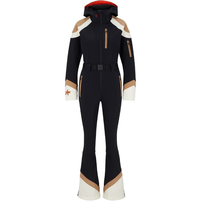 Hooded Neck Long Sleeve Color Block Skisuit