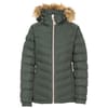 Solid Patterned Fur Trim Puffer Parka Jacket