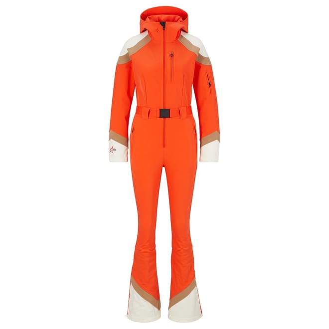 Hooded Neck Long Sleeve Color Block Ski Suit