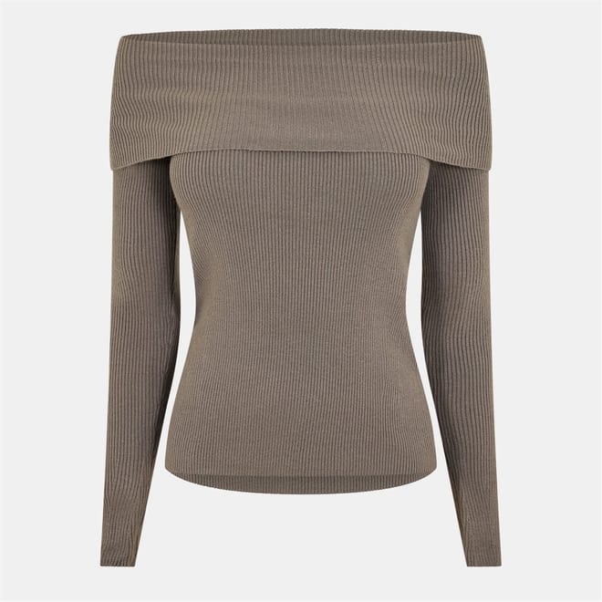 Off-The-Shoulder Long Sleeve Slim Fit Sweater