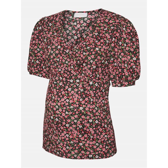 V-Neck Puff Sleeve Peasant T-Shirt