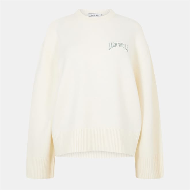 Arch Logo Crew Neck Ribbed Collar Long Sleeve Sweater