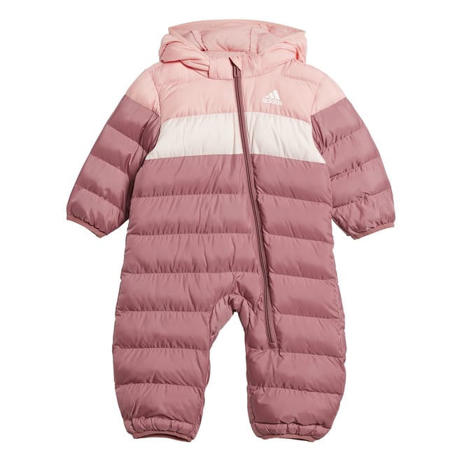 Kids Hooded Neck Long Sleeve Horizontal Stripe Snowsuit