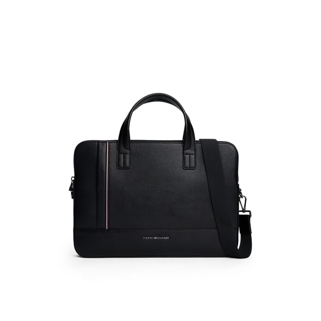 Slim Laptop Bag with Silver Tone Hardware