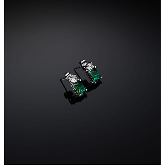 Emerald Diamond Stud Earrings