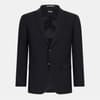 Solid Patterned Notch Collared Blazer with Flap and Chest Pocket