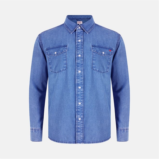 Denim Shirt Collar Long Sleeve Shirt