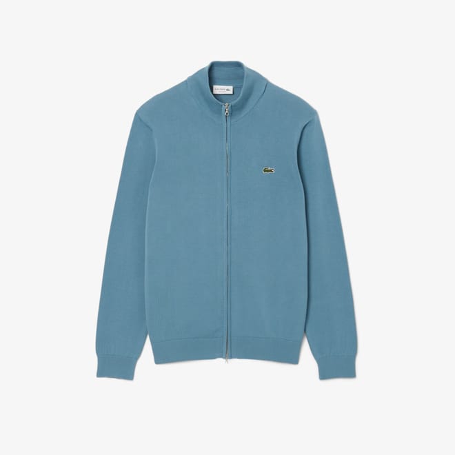 Zipped High Neck Cotton Sweater