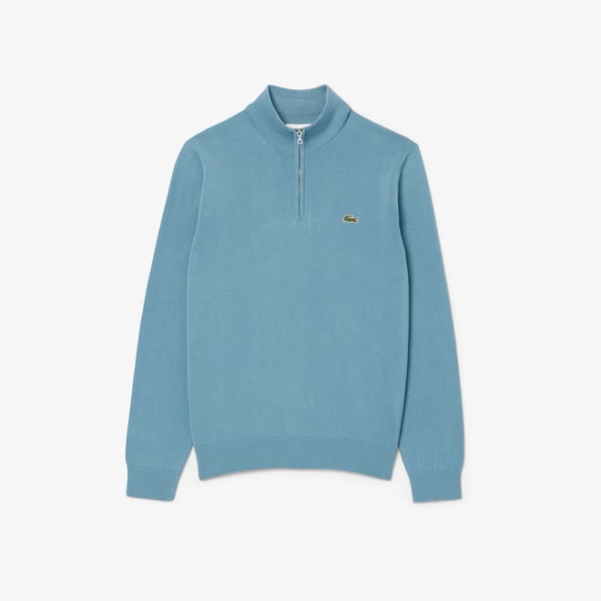 Zipped High Neck Cotton Sweater