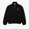 Loose-Fit Zip Neck Badge Accent Sweatshirt