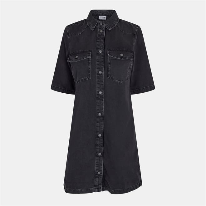 Short Sleeve Mini Denim Shirt Dress